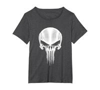 Marvel The Punisher Metallic Skull T-Shirt, Damen Große Größen, Anthrazit Meliert, 6X