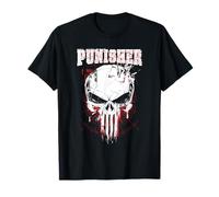 Marvel The Punisher Skull and Red Streaked Logo T-Shirt