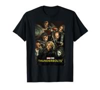 Marvel Thunderbolts Movie Poster Art T-Shirt für Erwachsene und Kinder, Schwarz, S, Kurzarm, Klassisch geschnitten, Doppelt genähter Saum, Cartoon-Muster, Unisex, Marvel Fans, Kids, Adults, Families