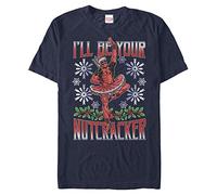 Marvel Unisex Deadpool Deadpool Nutcracker Organic Short Sleeve T-shirt, Navy Blau, M