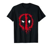 Marvel Unisex-Jugendliche Schwarz Cartoon T-Shirt mit Deadpool Splat Face Motiv, Kurzarm, Klein, Polyester