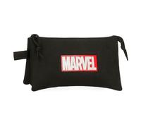 Joumma Marvel Marvel Red Logo Dreifach-Federmäppchen, Schwarz, 22 x 12 x 5 cm, Polyester, 1,32 l, Schwarz, Talla única, Dreifachmäppchen