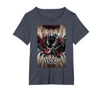 Marvel Venom: Let There Be Carnage Poster T-Shirt, Damen Große Größen, Blau Meliert, 2X