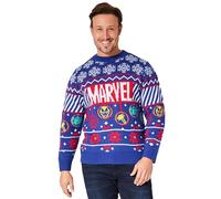Marvel Weihnachtspullover Herren, Warmer Winter Pullover - Geschenk für Männer und Jungen(Blau, L)