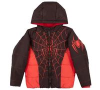 Marvel Wintermantel für Jungen, Spider-Man, Avengers-Grafikdruck, Puffer-Winterjacke für große und kleine Kinder, Schwarz und Rot, 7