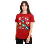 Marvel Women's Valentine's Day Hearts Ladies, Red T-Shirt, L
