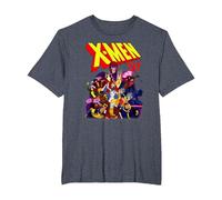 Marvel X-Men 97 Comic T-Shirt, Herren Große Größen, Blau Meliert, 3X Tall