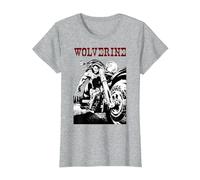 Marvel X-Men Wolverine Young Biker Logan Motorcycle T-Shirt, Damen, Grau Meliert, S