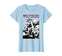 Marvel X-Men Wolverine Young Biker Logan Motorcycle T-Shirt, Damen, Himmelblau, S