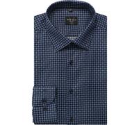 Langarmhemd MARVELIS, Herren, Gr. 42, N-Gr, marine, Web, Obermaterial: 100% Baumwolle, gemustert, schmal normal, 2-Knopf-Manschette, Hemden, body fit, Kentkragen, Businesshemd (85727862-42) marine
