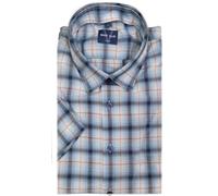Marvelis Hemd Casual Kurzarm blau/orange Karo 6118.72.18, Kragenweite:L