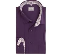Marvelis Hemd Comfort Fit bügelfrei Langarm Baumwolle Uni lila Beere 7046.84.94, Kragenweite:50