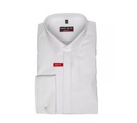 Marvelis Herren Businesshemd Body Fit, Langarm, Kent-Kragen, Uni Popeline, 100% Baumwolle, Weiss 00, 41