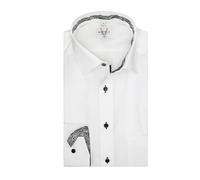 Marvelis Herren Businesshemd Langarm 64cm, Einfarbig, Modern Fit, New Kent, weiß mit Besatz Kragenweite 42