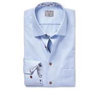 Langarmhemd MARVELIS "Lucky", Herren, Gr. 47, N-Gr, rauchblau, Web, Obermaterial: 100% Baumwolle, comfort fit normal, 2-Knopf-Manschette, Hemden, comfort fit, bügelfrei, Businesshemd (47817536-47) rau