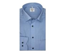 Marvelis Herren Businesshemd Langarm Non-Iron Modern Fit,Karo Blau-Weiß,New Kent, Kragenweite:43