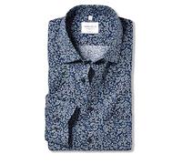 Marvelis Herren Businesshemd Langarm Non-Iron-Modern-Fit,Rotationsdruck,New Kent,Marine 18,41