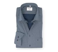 Marvelis Herren Businesshemd Langarm Non-Iron-Modern-Fit,Rotationsdruck,New Kent,Marine 18,48