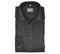 Marvelis Herrenhemd, Super Slim Langarm | Uni Schwarz | New York Kent Kragen Gr. 44