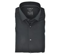 Marvelis Herren Easy to Wear Hemd Body Fit Kent Kragen Langarm Stretch Einfarbig Anthrazit, Kragenweite:43