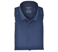 Marvelis Herren Easy to Wear Hemd Body Fit Kent Kragen Langarm Stretch Einfarbig Dunkelblau, Kragenweite:42
