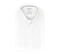 Marvelis Herren Easy to Wear Hemd Body Fit Kent Kragen Langarm Stretch Einfarbig Weiß, Größe:38
