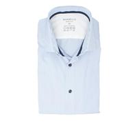 Marvelis Herren Easy to Wear Hemd Body Fit Kent Kragen Langarm Stretch Gestreift Blau, Kragenweite:40