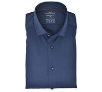 Marvelis Herren Easy to Wear Hemd Modern Fit Kent Kragen Langarm Stretch Einfarbig Dunkelblau, Kragenweite:45