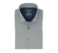Marvelis Herren Easy to Wear Hemd Modern Fit Kent Kragen Langarm Stretch Muster Marine, Kragenweite:44