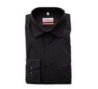 Marvelis Herren Hemd, Modern Fit, Extra lang 69er Arm, Bügelfrei, Knitterfrei, 100% Baumwolle, New Kent Kragen (45, Schwarz)