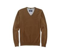 Marvelis Herren Pullover Casual Fit V-Ausschnitt Einfarbig Braun, Größe:3XL