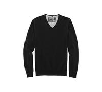 Marvelis Herren Pullover Casual Fit V-Ausschnitt Einfarbig Schwarz, Größe:4XL