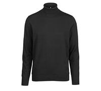 Marvelis Herren Rollkragenpullover Casual Fit Merino Einfarbig Schwarz, Größe:XXL