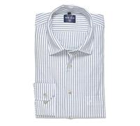 Marvelis Herren T-Shirt Langarm 602014,Gestreift,Casual,Kent-Kragen,grün 45,L