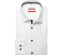 MARVELIS LANGARM HEMD FEINTWILL MODERN FIT WEISS MIT PATCHUNG - 42