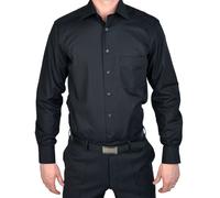 Marvelis Herren Businesshemd Non-Iron Modern Fit, extralang, Kent-Kragen, Uni Popeline, 100% Baumwolle, schwarz 68, 47