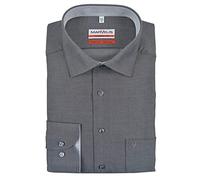 MARVELIS Modern Fit Hemd Langarm mit Brusttasche Struktur grau mit schwarzem Muster Größe 44