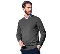 Marvelis Pullover Langarm V-Ausschnitt aus Merino Wolle dunkelgrau Größe XL