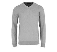 Strickpullover MARVELIS, Herren, Gr. L, mittelgrau, Jersey, Obermaterial: 100% Baumwolle, regular fit, V-Ausschnitt, Rippbündchen, Pullover Strickpullover, V-Ausschnitt, regular fit, Baumwolle (195235