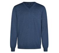 Marvelis Herren Merino Pullover Casual Fit V-Ausschnitt Einfarbig Dunkelblau, Größe:L