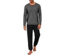 Marvmys Herren Schlafanzug Lang Baumwolle Schlafanzüge für Herren Winter Pyjamas mit Langarmshirt und Pyjamahose für Männer mit Knopfleiste