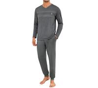 Marvmys Herren Schlafanzug Lang V-Ausschnitt Gestreifter Schlafanzüge Herren Baumwolle Winter Zweiteiliger Pyjamas Nightwear Set mit Taschen S-3XL