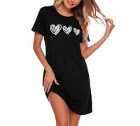 Marvmys Nachthemd Damen Kurzarm Schlafshirt Baumwolle Printed Sleepshirt Sommer T-Shirt Schlafhemd Frauen Nachtwäsche Schlafkleid