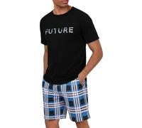Marvmys Schlafanzug Herren Kurz Sommer Pyjama Set aus Atmungsaktiver Baumwolle Zweiteiliger Kurzer Nachtwäsche Männer Kurzarm T-Shirt und Kurze Hose mit Taschen Loungewear S-3XL