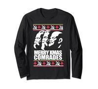 MARX Ugly Christmas Sweater Not Santa Xmas Memes - Unisex Erwachsene - Schwarz - S - Langarm - Crew-Neck - Festive Novelty Sweater - Ugly Xmas Sweater Design mit Marx, Engels und Lenin Memes