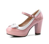 Mary Jane Pumps Trachtenschuhe Damen Dirndl Chunky Pumps Breite Füße Absatzschuhe Rockabilly Hohe Schuhe Oktoberfest Schleifenriemen Spangenpumps Elegant Festliche Hochzeitsschuhe