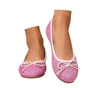 Mary Jane Schuhe Damen - Ballerina Sportliche Ballerinas Schwarz Breite Loafer Flat Atmungsaktive Slip-On Trachtenschuhe Tanzschuhe Geschlossene Runde Zehe Balerinaschuhe Rosa 40