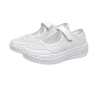 Mary Jane Schuhe Damen Keilabsatz Halbschuhe Atmungsaktive Spitze Mesh Sommerschuhe Flache Breite FüßE Freizeitschuhe OrthopäDische Sneakers Weiche Sohle Walkingschuhe