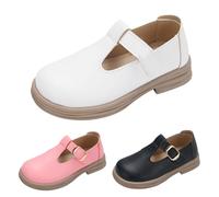 Mary Jane Schuhe für Mädchen, Schwarz/Weiß, Leder, Schuluniform-Schuhe mit Gummisohle, kleine Kinder, Klettverschluss, Geburtstagsparty, Hochzeit, flache Schuhe, Kleid, Pumps, rutschfest, Party