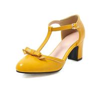 Mary Janes Damen-Pumps mit kleinem Absatz, elegante und bequeme Schuhe, für Arbeit, Hochzeit und Abend, gelb, 38 EU